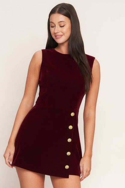 Burgandy velvet Romper//preorder//