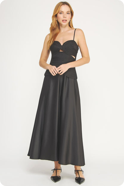 Matelasse Braided Detail Satin Midi Dress//AVAILABLE IN USA//