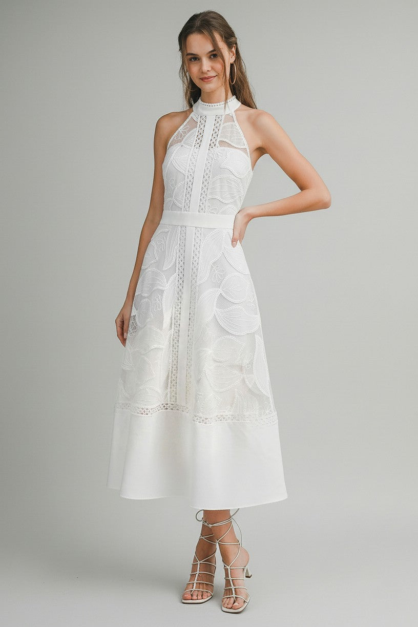 High Neck Midi Lace Dress/Coming Soon