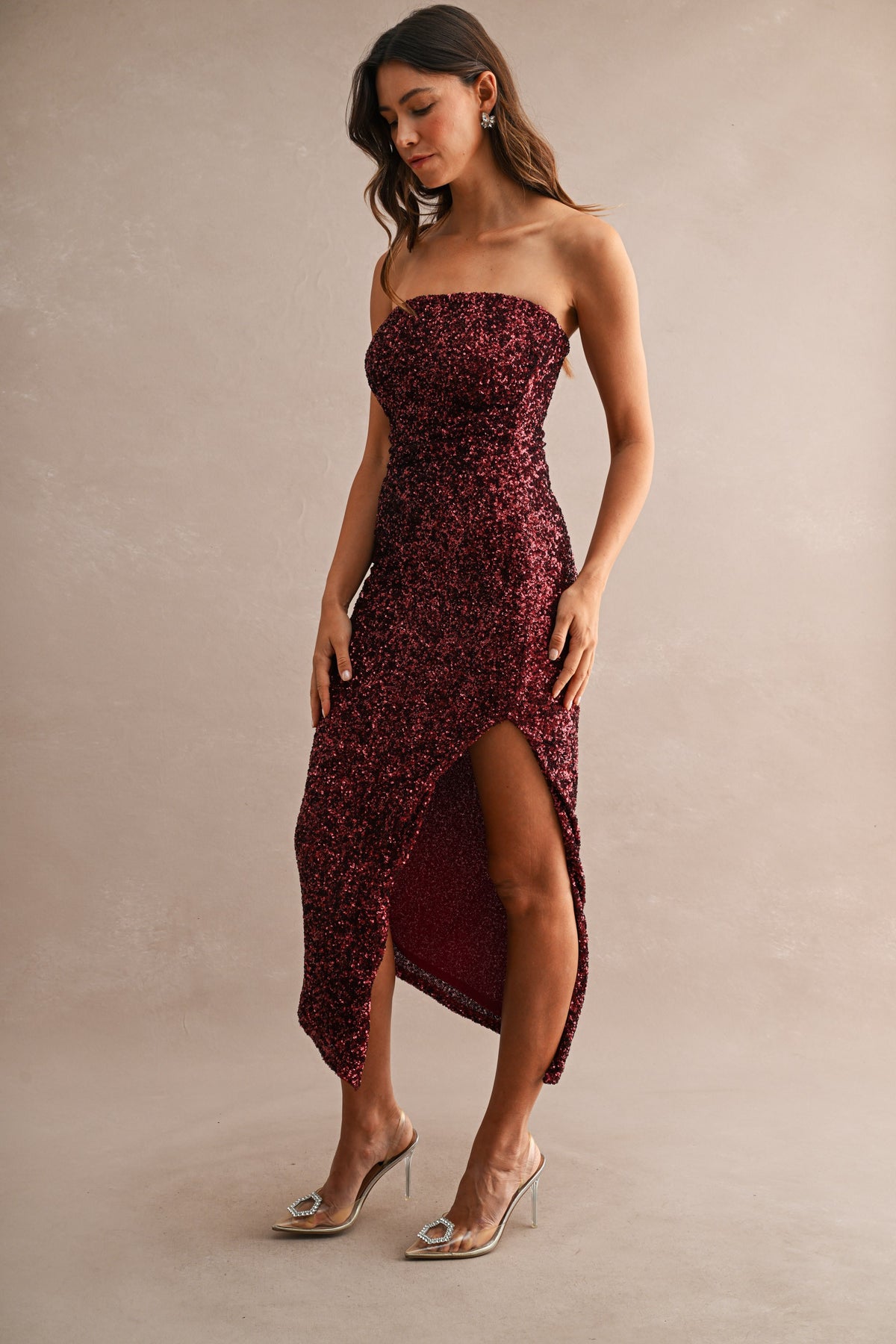 Sequin Strapless Tube Bodycon Midi Dress//PREORDER//