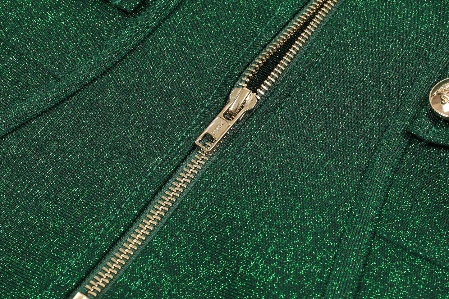 Metallic Bandage Slvls Dress W/ Gold Buttons