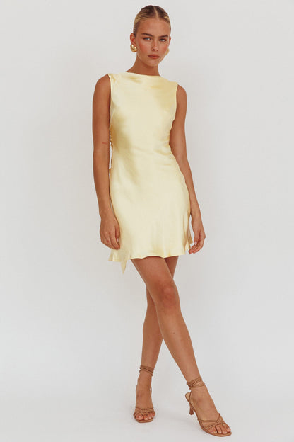 Neckline Satin Mini Dress/LAST PIECE