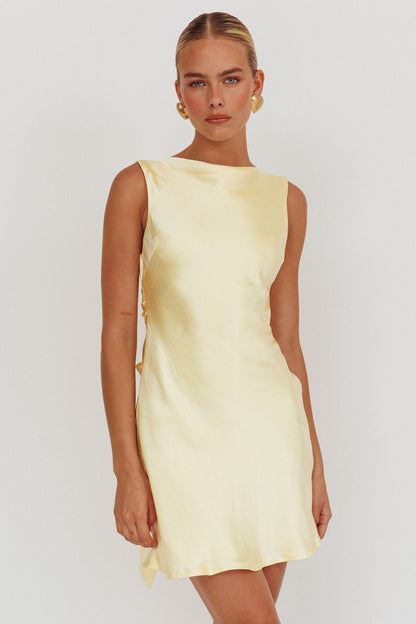 Neckline Satin Mini Dress/LAST PIECE