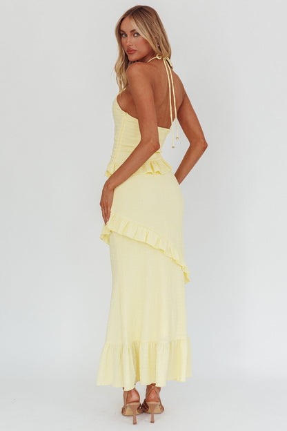 Lemon Crinkle Maxi Dress