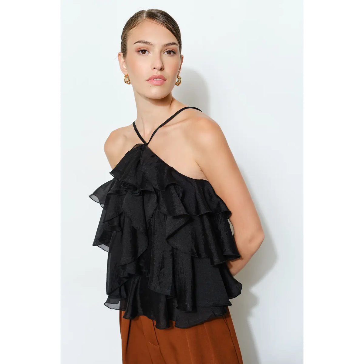 Floral Accent Tiered Ruffle Halter Top/Preorder//i/n/a/