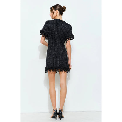Beaded Fringe Tweed Mini Dress//preorder//