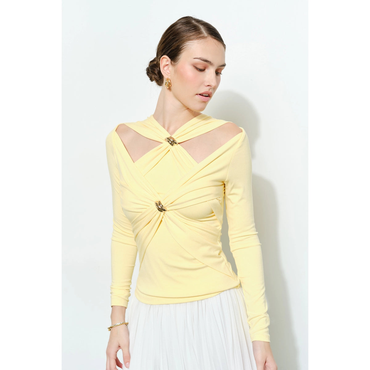 Chic Knit Cutout Gold Ring Top//preorder//