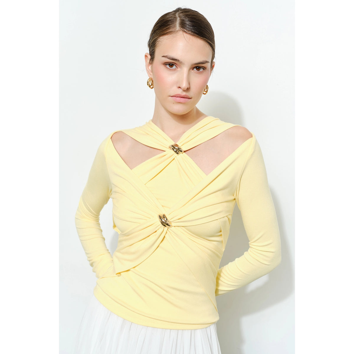 Chic Knit Cutout Gold Ring Top//preorder//
