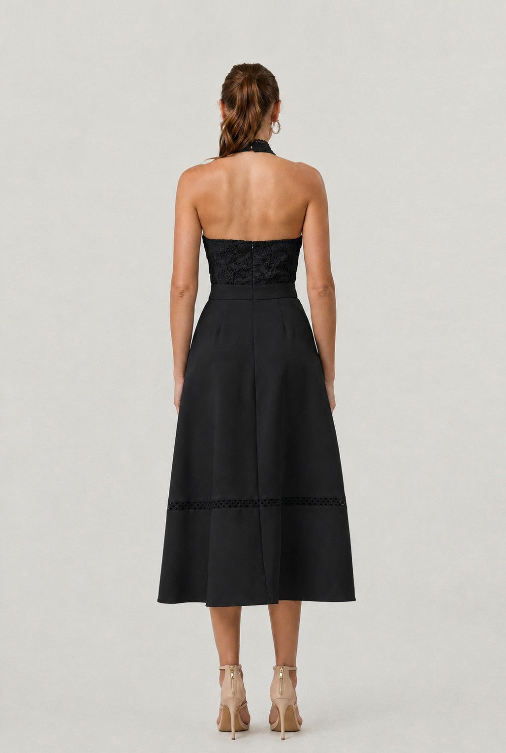 Midnight Lace Halter Midi Dress //preorder//