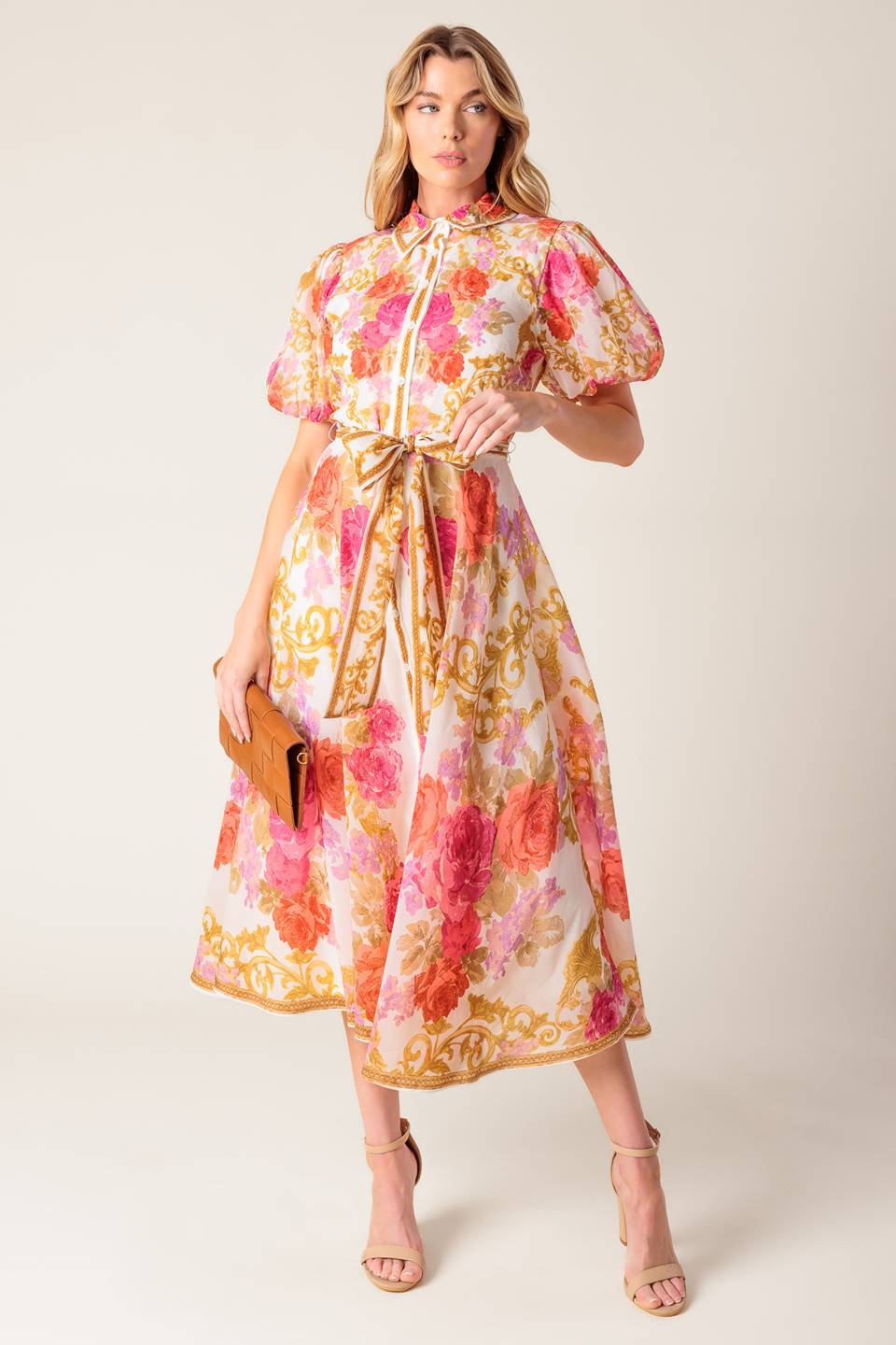 A printed Woven Midi Dress