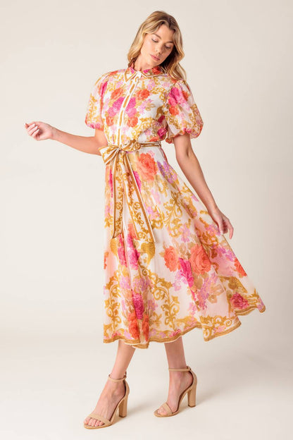 A printed Woven Midi Dress
