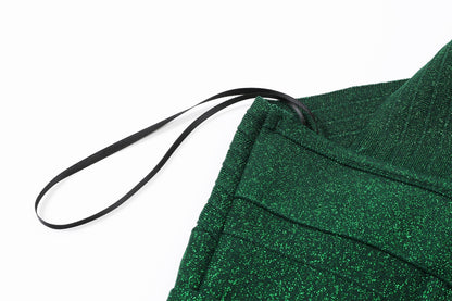 Metallic Bandage Slvls Dress W/ Gold Buttons