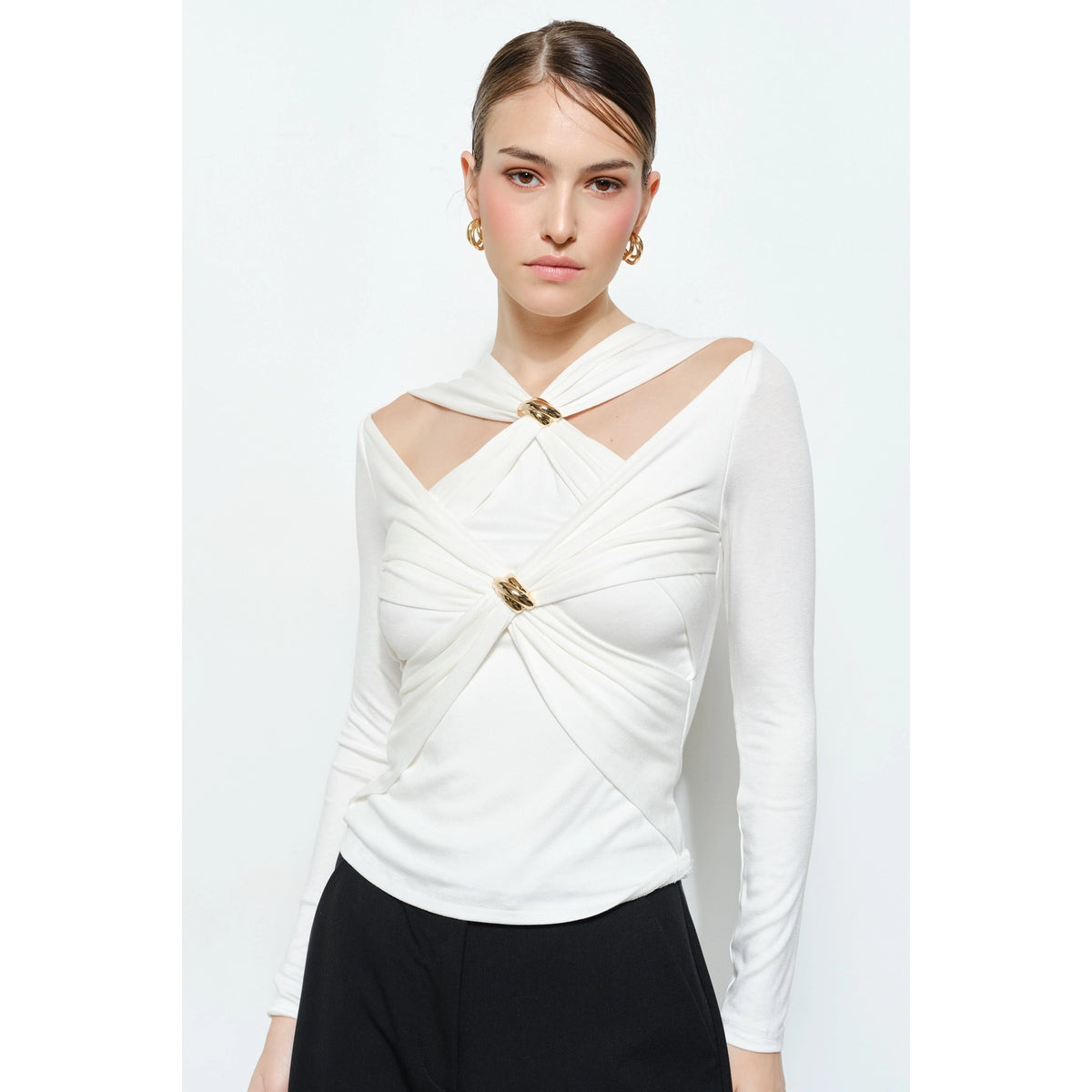 Chic Knit Cutout Gold Ring Top//preorder//