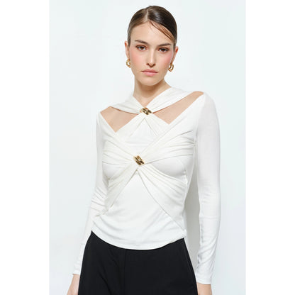 Chic Knit Cutout Gold Ring Top//preorder//