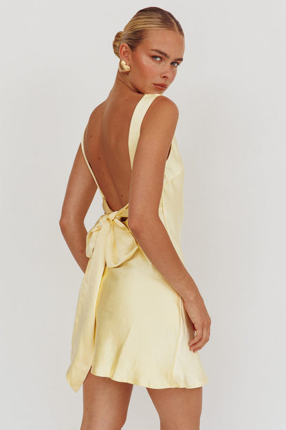 Neckline Satin Mini Dress/LAST PIECE